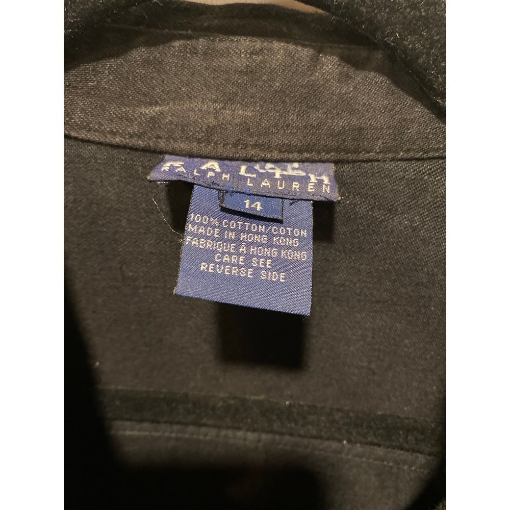 Ralph Lauren Solid Black Button Down Size 14 Small - image 2